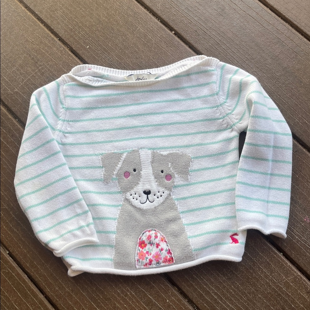 Joules White and Green Striped Knit